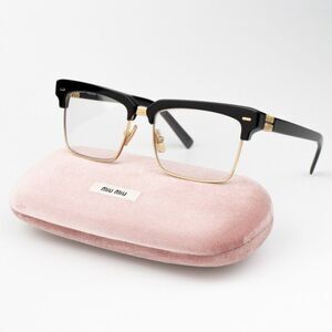 NEW Miu Miu MU10ZS 1AB08N Black Clear Blue Light Filter Square Unisex Eyeglasses